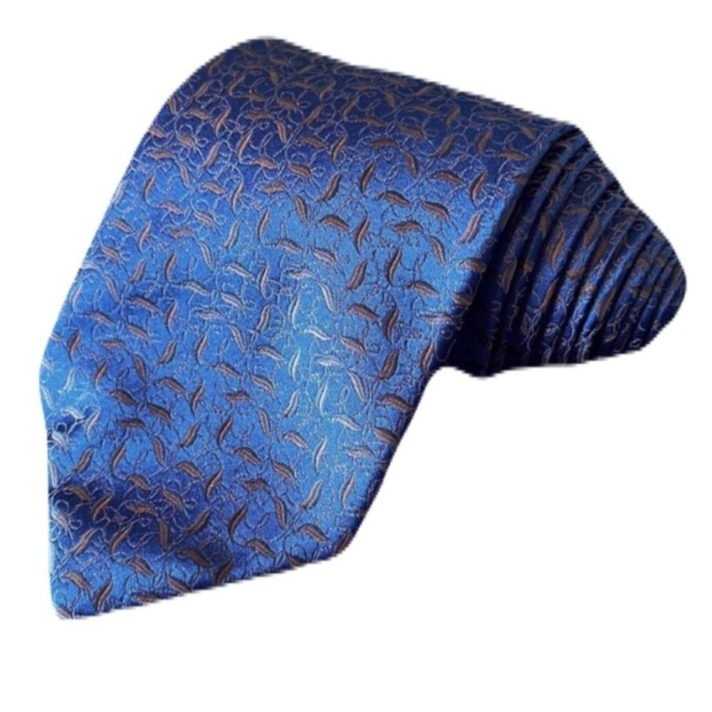 Thomas Pink 58 x 3.75 Blue  With Copper Design Mens Neck Tie